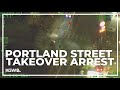 Aerial view of street racing takeover mission in Portland