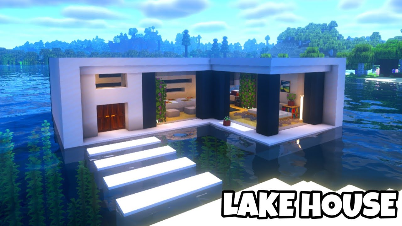 Minecraft: Modern Lake House Tutorial - YouTube