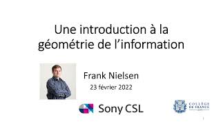 Une introduction à la géométrie de l'information (An introduction to information geometry)