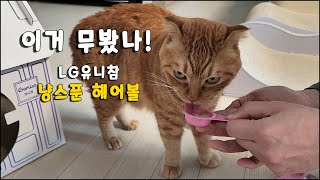 손에 묻지 않는 고양이 간식 추천 츄르 유니참 냥스푼 헤어볼 케어