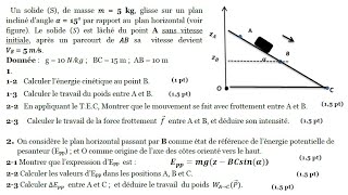 Exercice corrigé ( énergie potentielle et énergie mécanique) 1bac biof