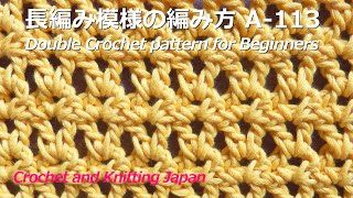 長編み模様の編み方 A-113 【かぎ針編み初心者さん】Double Crochet pattern for Beginners/Crochet and Knitting Japan