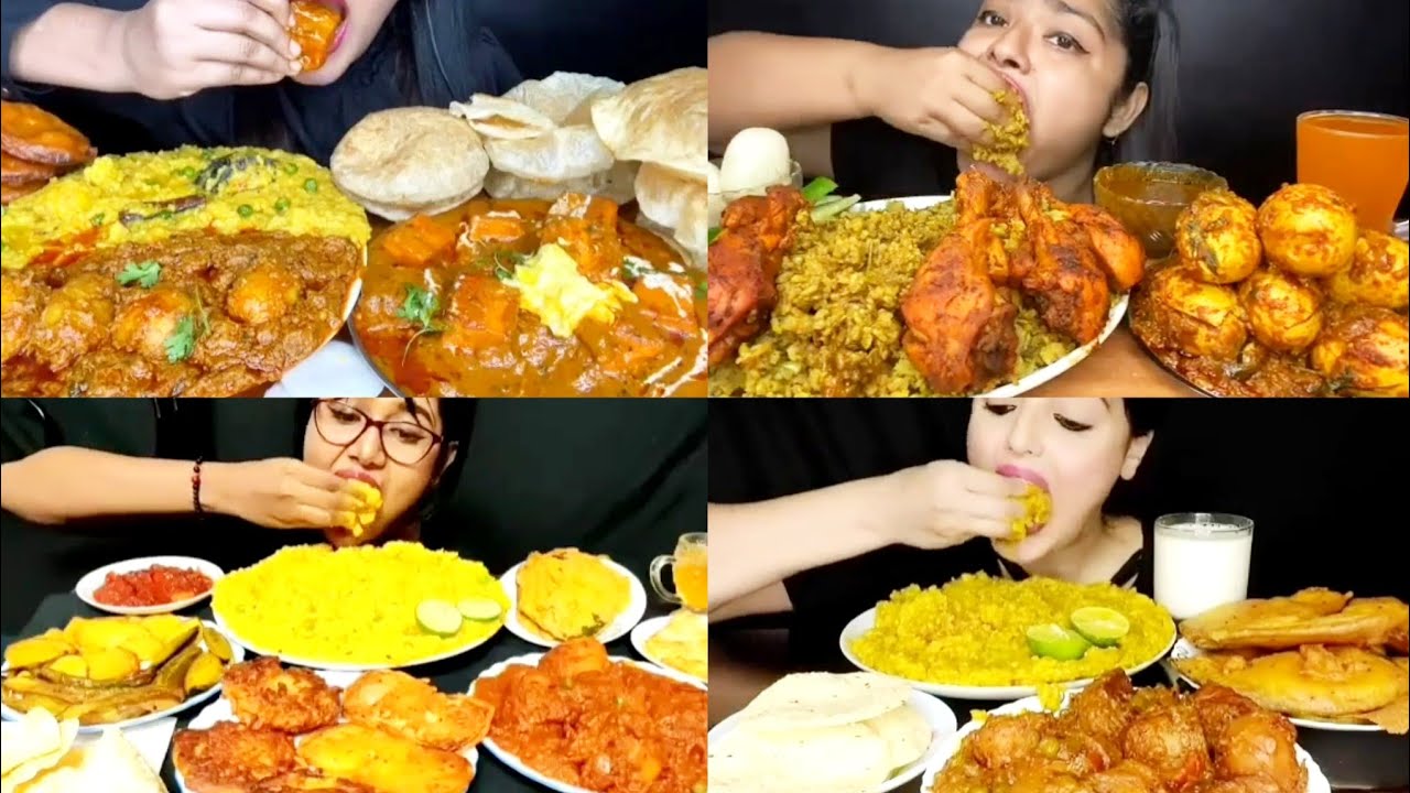 Asmr Eating Khichdi Khichuri With Chicken Curry Dum Aloo Beguni