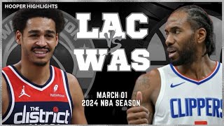 LA Clippers vs Washington Wizards  Game Highlights | Mar 1 | 2024 NBA Season