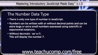 JavaScript Training Tutorial The Number Data Type