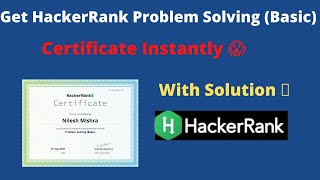Problem Solving Basic Free Hacker rank Certification With Solutions | Free Hacker rank Certificate