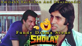 Amitabh Bachchan And Dharmendra Funny Drama Scene From Sholay Hindi Movie