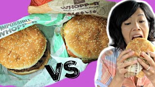 IMPOSSIBLE WHOPPER vs Whopper -- Trying Burger King's New Meatless Burger