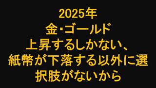 2025年　金・ゴールドは上昇するしかない、紙幣が下落する以外に選択肢がないから