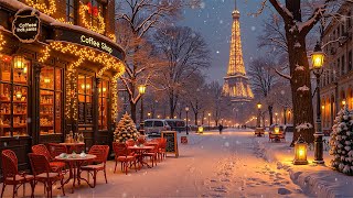 Paris Winter Cafe ⛄ Soothing Winter Jazz Music at Outdoor Coffee Shop Ambience for Work, Study