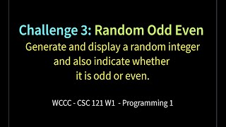 Challenge 3: Random Odd Even