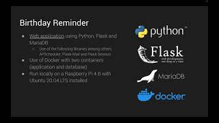 Birthday Reminder: Web application written in Python with Flask