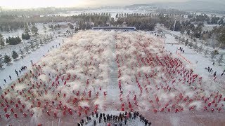 NE China residents splash water into cold air to mark Winter Solstice