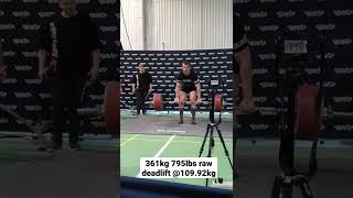 raw deadlift (360kg) 361kg 795lbs @109.92kg personal record estonian national record