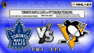 Toronto Maple Leafs vs Pittsburgh Penguins NOV 15th 2022 #nhl23gameplay #nhl23 #NHL