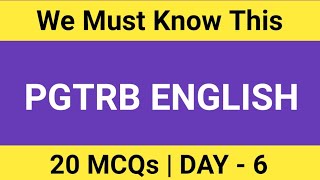 PGTRB ENGLISH MCQS | DAY - 6 | 2024 | #pgtrbenglish