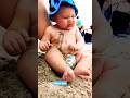 funny baby reaction on the beach🫢🍓🎊#shorts