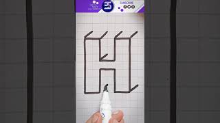 How to draw H letter in 3D | 3D letter H | #shorts #YouTubeshorts #shortsvideo