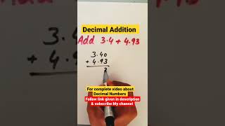 How to add decimal numbers|Decimal Addition|