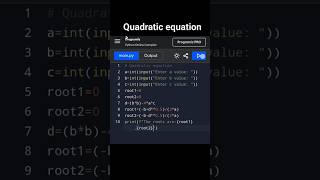 Quadratic equation program-python#coding #python #pythonprograms