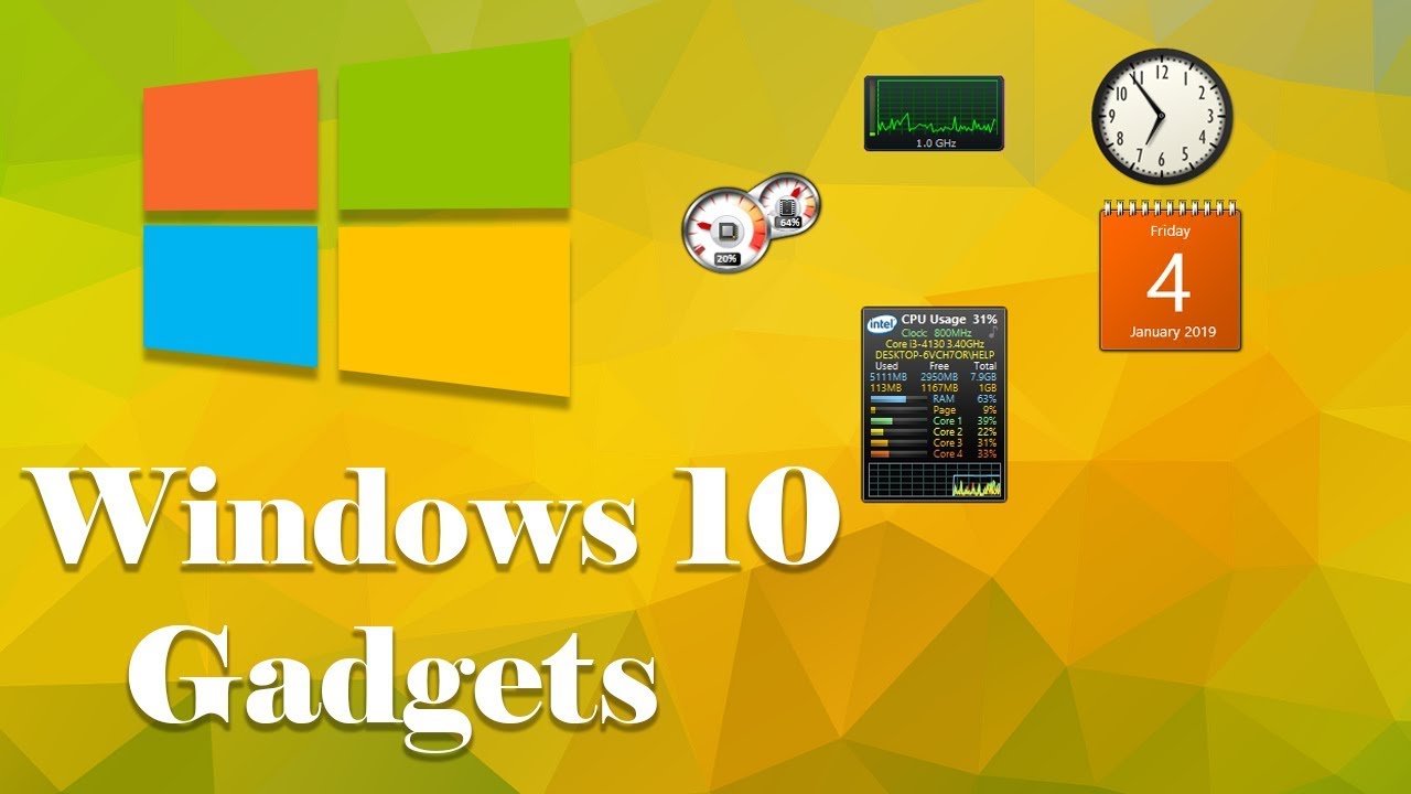 How To Enable Desktop Gadgets For Windows 10, 8 - YouTube