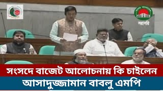 সংসদে বাজেট আলোচনায় কি চাইলেন আসাদুজ্জামান বাবলু এমপি।