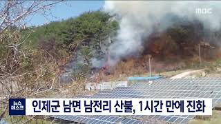 [단신] 인제군 남면 남전리 산불 1시간 만에 진화 220417