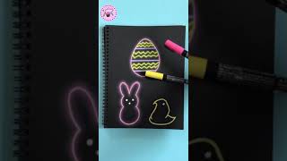 Easter Peeps Neon Drawing #shorts #drawing