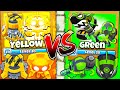 YELLOW vs GREEN Towers in BTD 6!