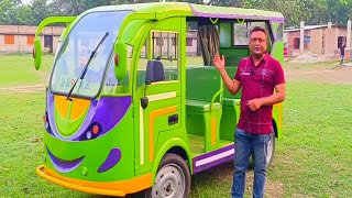 ড্রাইভার সহ ১২সিট 🚌🔋ক্যাপাসিটি ব্যাটারিচালিত স্টিয়ারিং বেস্ট গাড়ি। টমটম ইজিবাই ক অটো রিক্সা বোরাক