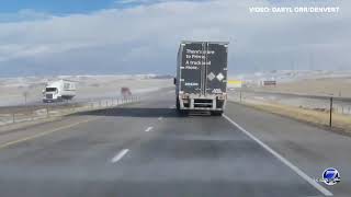 Semi-truck crashes in high winds on I-25 near Colorado-Wyoming border