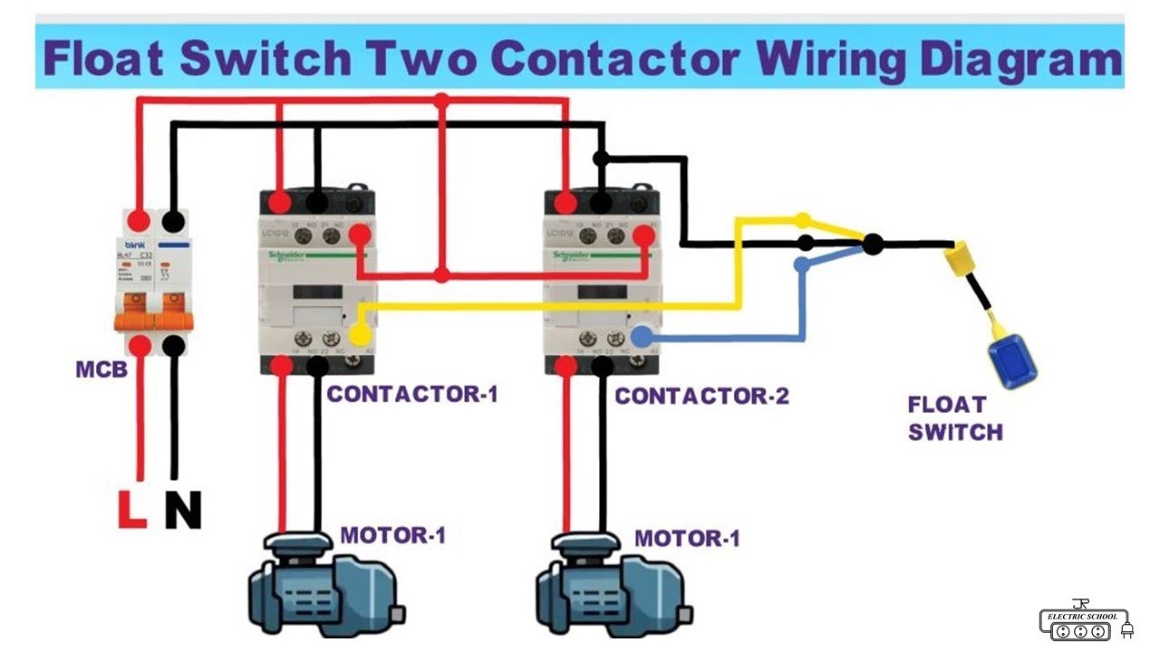 Float Switch Two Contactor Wiring Diagram - YouTube