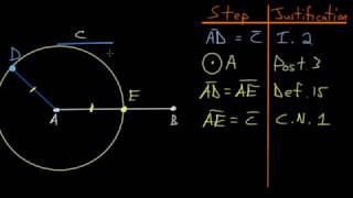 Euclid's Elements Book 1: Proposition 3, Constructing A Line 2