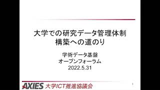 オープニング AXIES-RDM部会について／名古屋大学 教授／青木 学聡