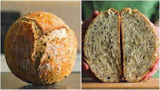 NO KNEAD ARTISAN BREAD. How to made bread at home. ASMR. Andrew Bunstein