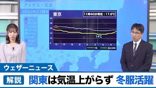 関東は気温上がらず　冬服が活躍