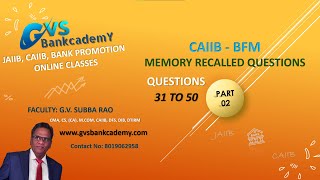 CAIIB: BFM RECALLED QUESTIONS - Part 02