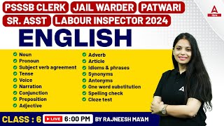 PSSSB Jail Warder, Clerk, Patwari, Senior Assistant, Labour Inspector 2024 | English By Rajneesh Mam