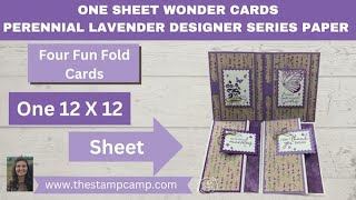 🔴 Four Fun Fold One Sheet Wonder Cards With One Perennial Lavender Sheet