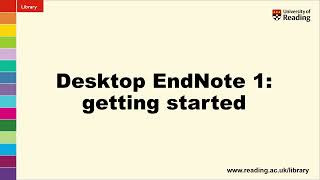 Desktop EndNote 1: getting started