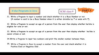 if else statement in Java| ICSE class 9 Java Programs | if else basic and common Programs in Java