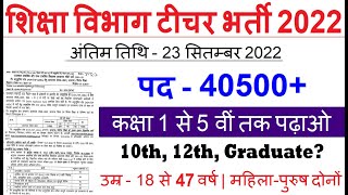 Teacher vacancy 2022, primary teacher bharti 2022, new vacancy 2022, govt teacher recruitment 2022