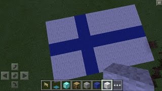 マイクラでフィンランドを作りはじめる、まず国旗から マイクラPE#3 with Google Play