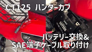 CT125ハンターカブのバッテリー交換とSAE端子コネクターを取り付ける