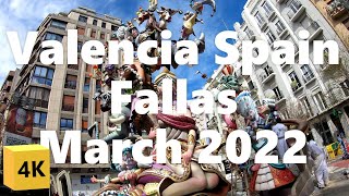 Walking in Valencia, March 2022, Las Fallas sculptures (Winter in Spain)