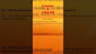 E Invoice and E Way Bill