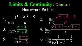 Limits and Continuity: Calculus 1 Homework Problems Part 8