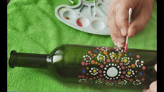 Transforming a Green Wine Bottle with Eastern Mandala Art