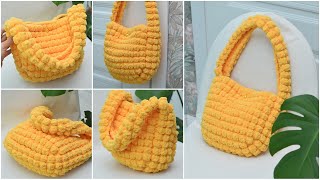 Soft and cozy handbag with a bobble pattern Crochet Medium level