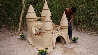 Build The Most Beautiful A Mud Castle Puppy House For Abandoned Puppies